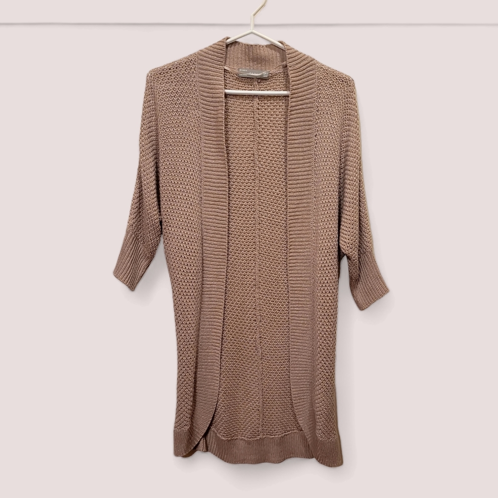 ZARA - 3/4 Sleeve Pink Knit Cardigan